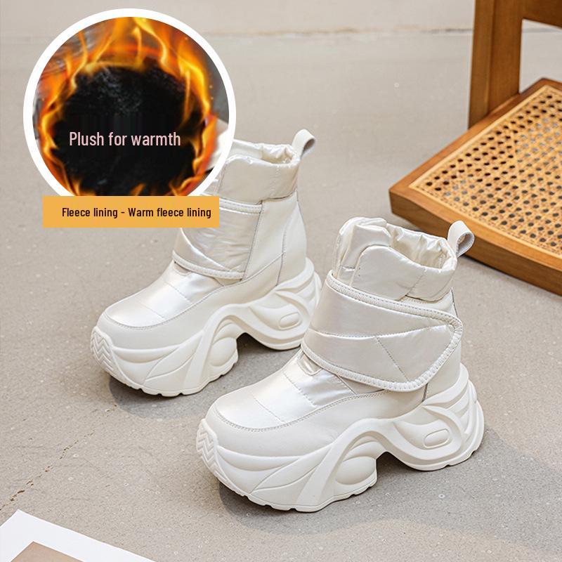 

Женские зимние ботильоны 2025: Теплая флисовая подкладка на платформе с увеличением высоты на 10 см 39