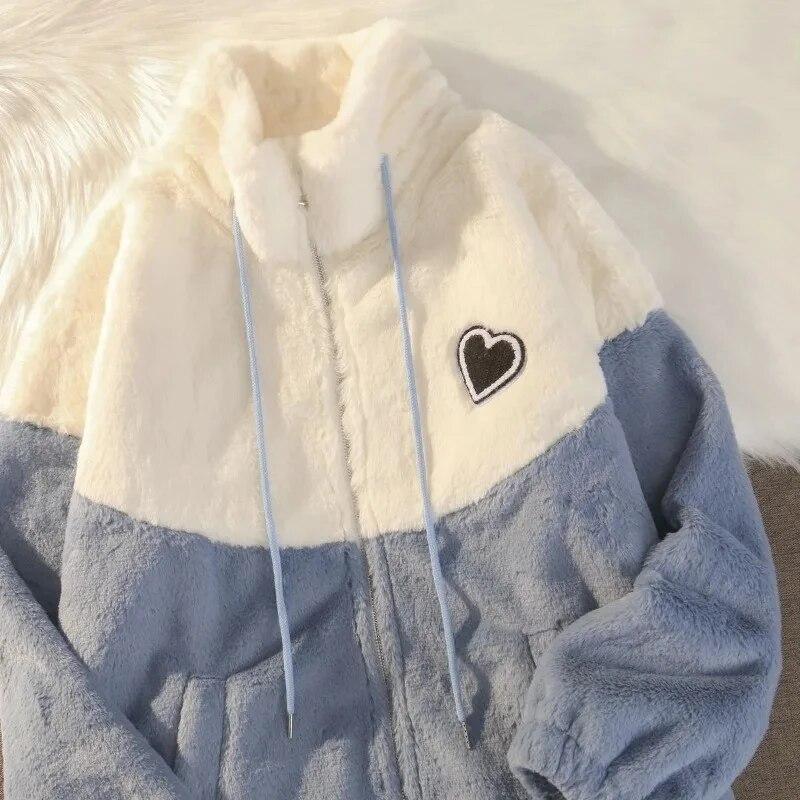

Толстовка из овечьей шерсти, женская куртка на осень-зиму 2023, студенческая популярная корейская свободная утепленная куртка, повседневная трендовая толстовка 2XL