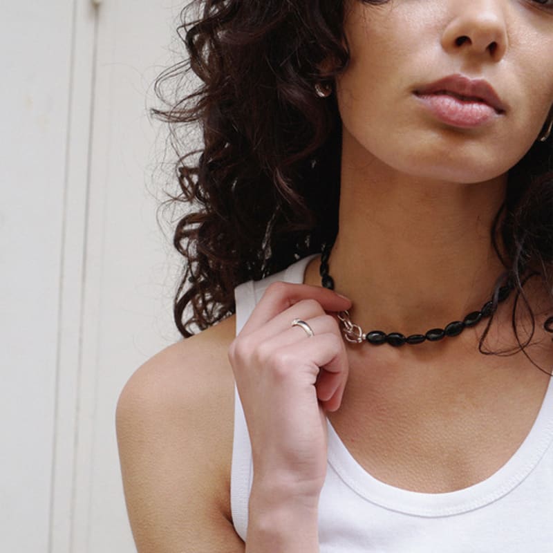 OURPIERRE ONYX PLATE NECKLACE