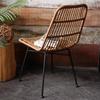 2pcs Nordic Dining Chairs Rattan Hand-woven Iron Balcony Leisure Chair American Home Indoor Simple Seating Furniture Set