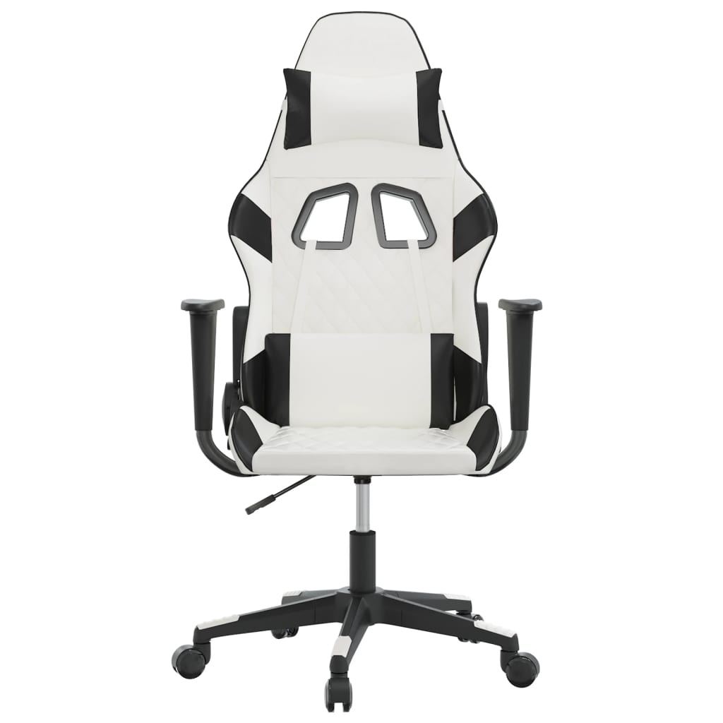 Gaming Chair in White and Black Artificial Leather