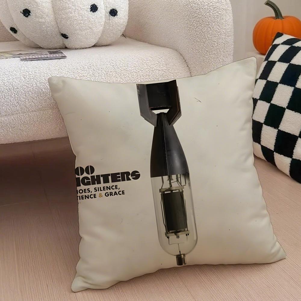Classic Band F-Foo F-Fighters Cushion Cover Throw Pillow Cover Hidden Button Durable Polyester Chair Cushion