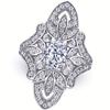 Weihnachten Silber Zirkonia Damen Cocktailring mit Vintage Filigran Schneeflocken Halo Design, Geeignet für Feiertagspartys, Silvester,