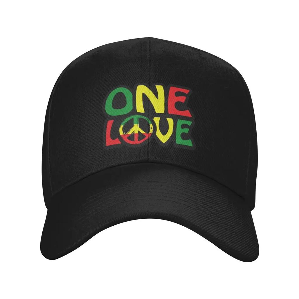 Custom Fashion Unisex ONE LOVE With Peace Symbol Baseball Cap Adult Jamaican Reggae Adjustable Dad Hat Unisex Sports Snapback Caps