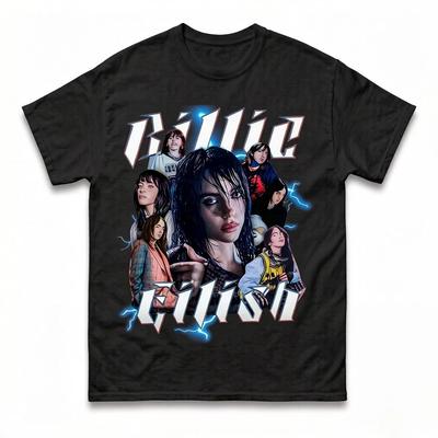 Camiseta de Manga Corta Unisex con Estampado Gráfico Billie Eilish 2026 Adecuada para Todas las Estaciones de Ocio y Lujo