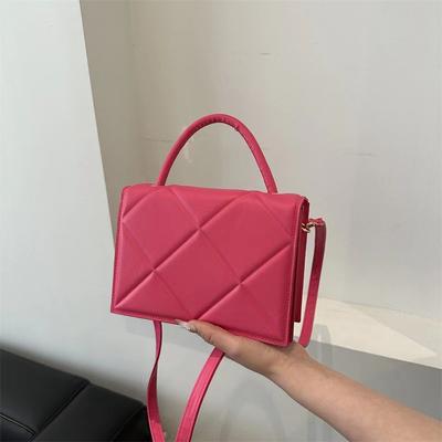 Foreign Style Rhombus Bag Women'S Candy-Colored Portable Shoulder Messenger Bag Simple Small Square Bag