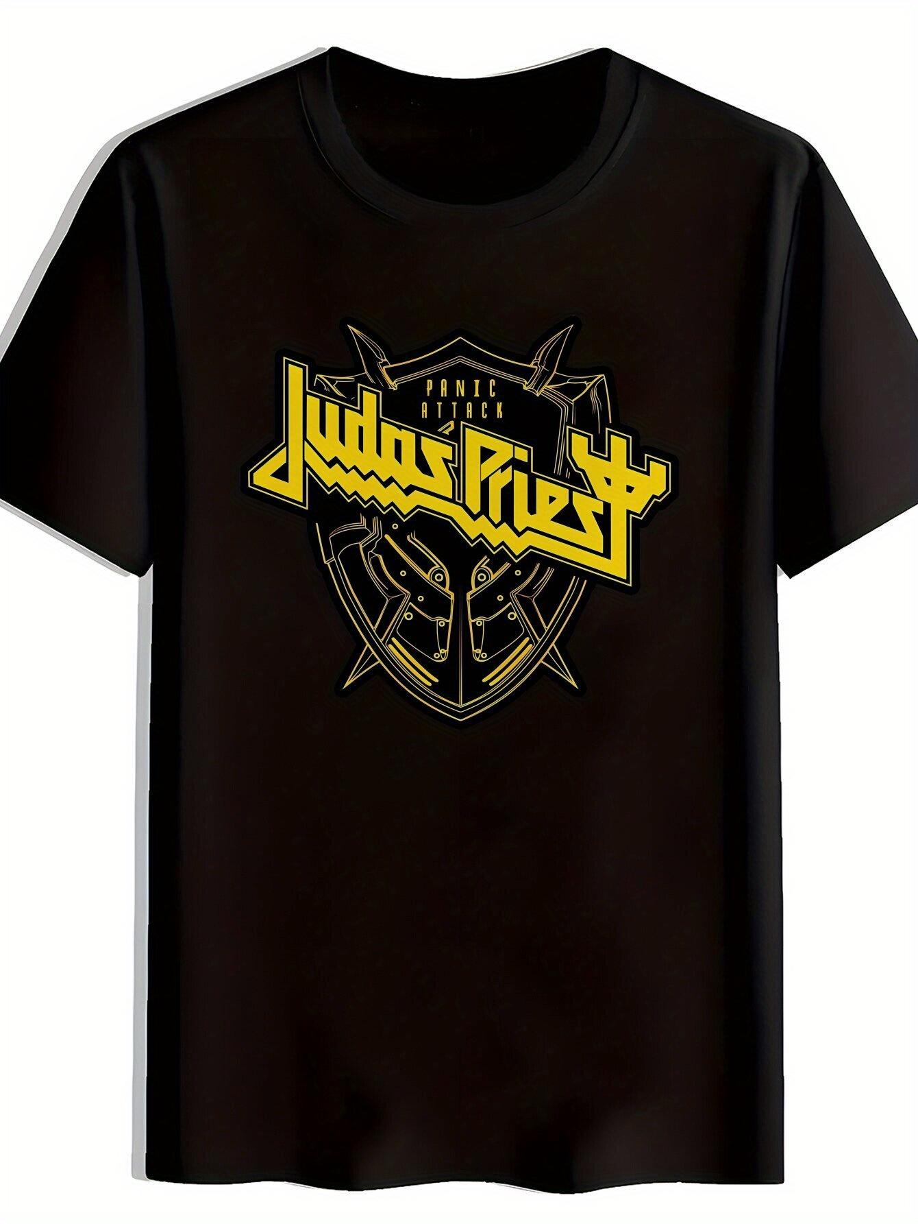 Black Rock Band Graphic T-shirt - Judas Priest Logo Design S