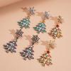 Christmas Diamond Imitation Pearl Snowflake Christmas Tree Silver Needle Earrings Premium Earrings