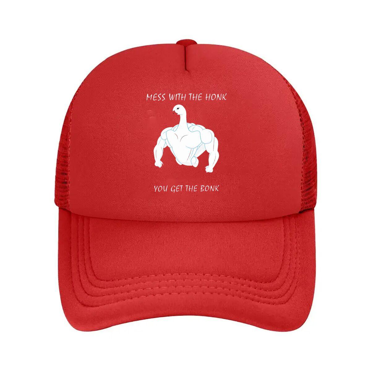 Funny Muscular Duck Graphic  Mesh Baseball Cap Hip Hop Adjustable
