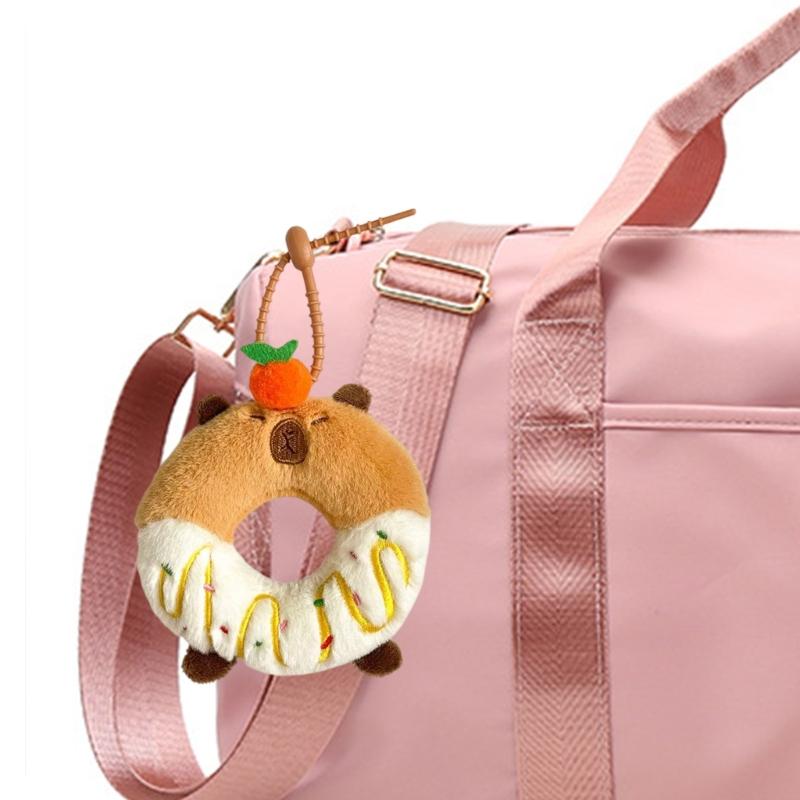 Anime Figure Pendant Plush Capybara Food Doll Keychain Bag Charm Capybara Doll Keychain Backpack Hanging Ornaments