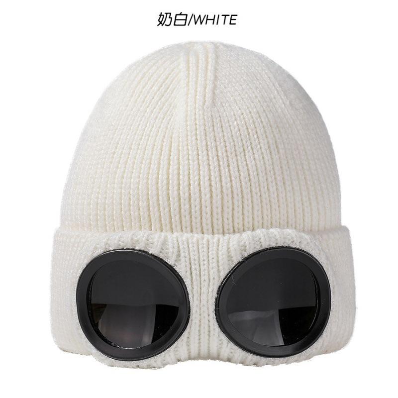 Hat Autumn and Winter Men's and Women's Windproof Glasses Fleece Ski Knitted Hat Warm Wool Hat