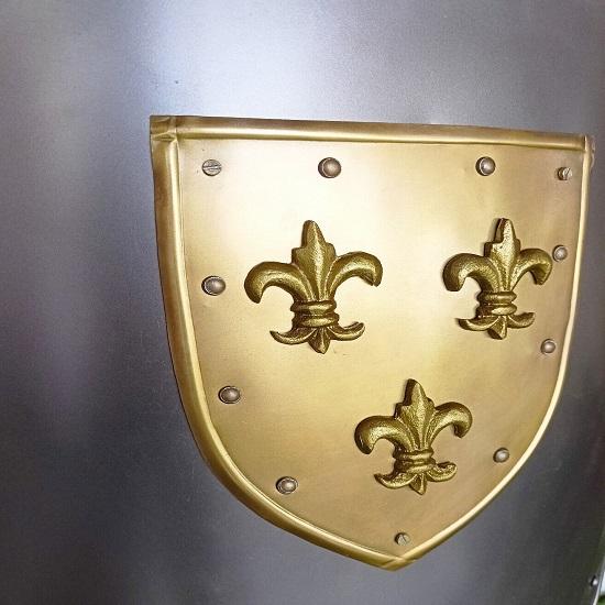 Halloween medeltida lövdesign Svart aluminiumsköld Shield Prop Replica