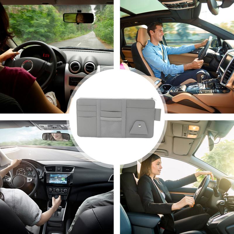 Small Auto Visor Organizer And Storage Car Interior Organizer PU Leather Adjustable Sunglasses Holder Multifunctional Stylish