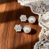 South Korea Dongdaemun new snowflake pearl stud earrings women's light luxury high-end earrings a three-wear temperament