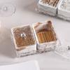 Ceramic Cotton Swab Jar Bathroom Table Marble Cotton Washcloth Storage Box Transparent Lipstick Finishing Box Home Decoration