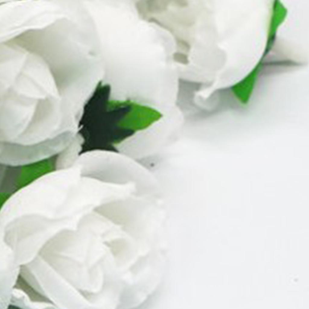 50PCS Simulation Rose Head Decorative Reusable Silk Fake Rose Flower for Wedding Party White