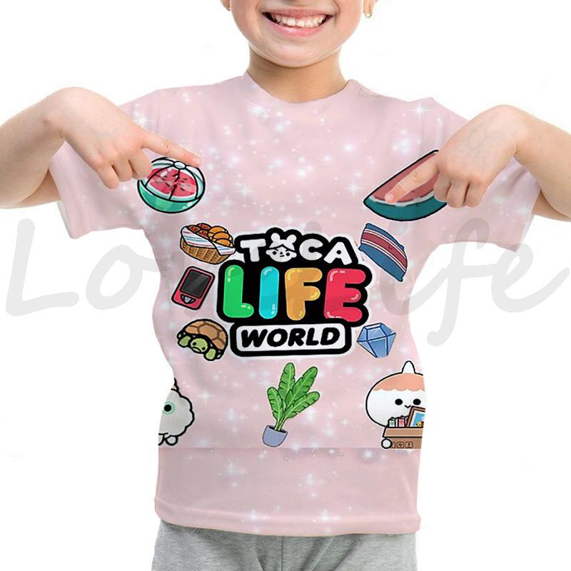 Toca Life World T Shirt Girls Boys Summer Casual Short Sleeve Tshirt Kids Cartoon Toca Boca T-shirt Camisetas Children Clothes