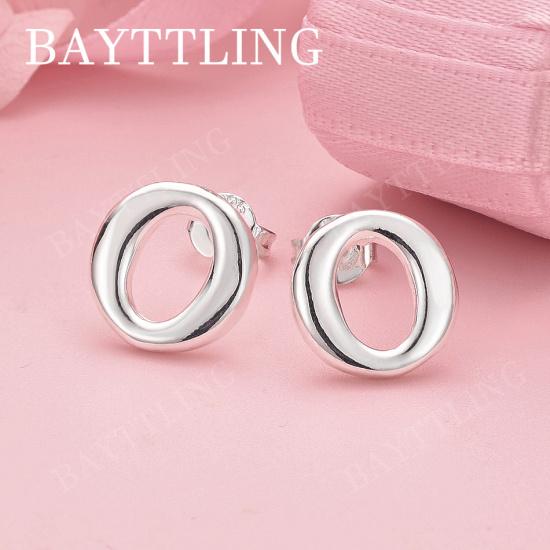 Charming 925 Sterling Silver Exquisite Round Stud Earrings for Women Wedding Accessories Fashionable Party Jewelry