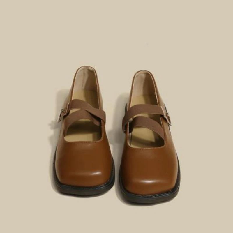 Fashion Square Toe Mary Jane Women's Shoes Japanese Style Lolita Gothic with Medium Heels Ladies Pumps Genuine Mark Summer 2025 Young 39