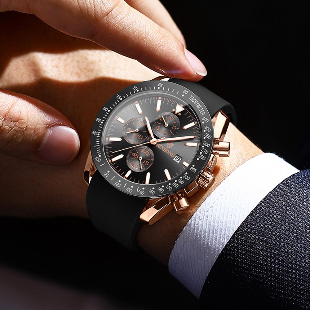 BINBOND Luxury Luminous Waterproof Casual Reloj Chronograph Auto Date Accurate Men's Watch Durable Quartz Wristwatches For Men