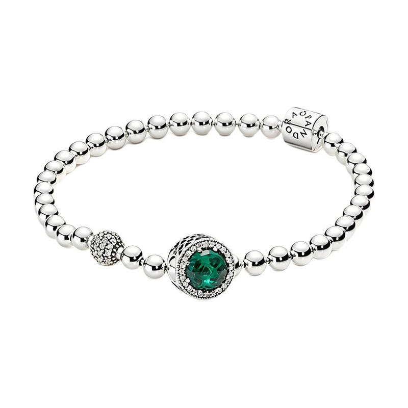 Pandora Heart of the Forest Light Luxury Versatile DIY 925 Silver Bracelet Women s Silver/Green ZT26042103ADW серебряный