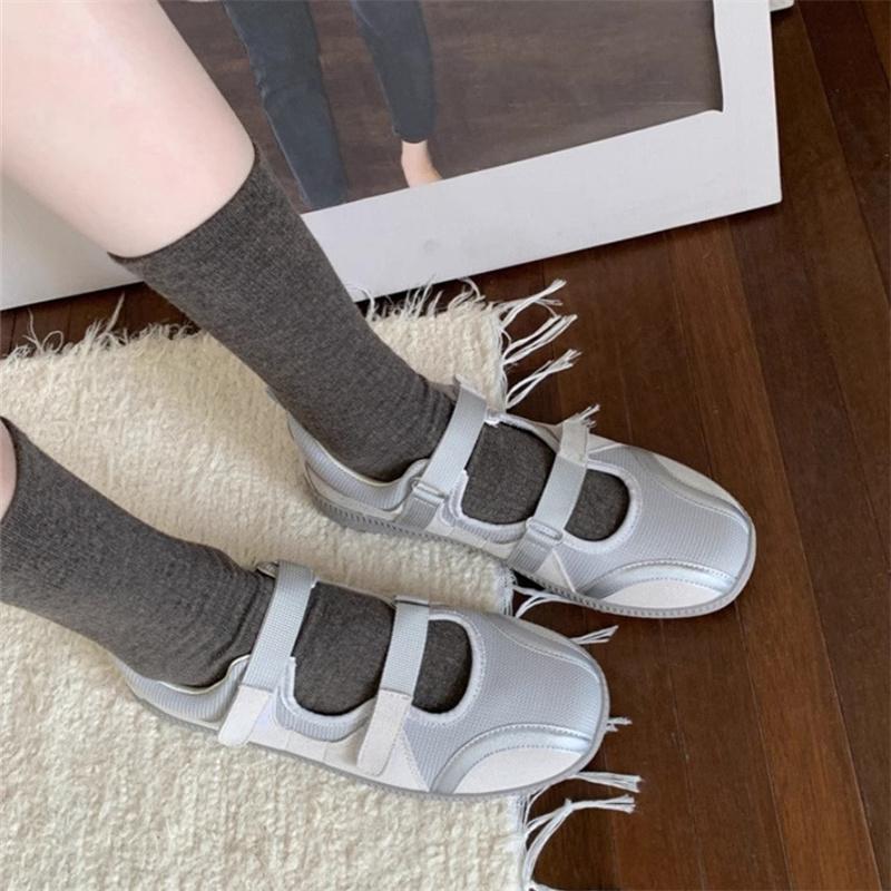 Fashion IPPEUM Ballet Sneakers Silver Women Shoes 2025 Summer Mary Janes Ballerina Flats