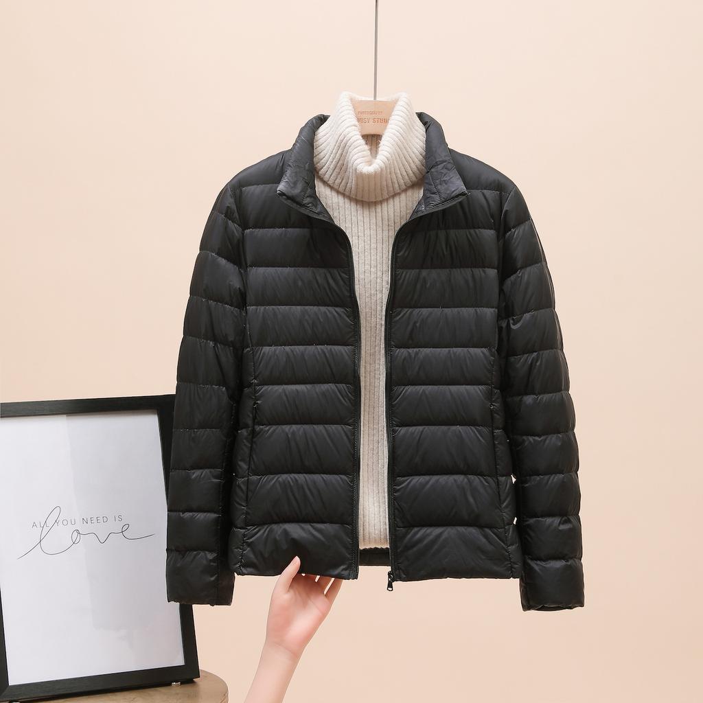 Down jacket women's new short light and thin thickened warm slim white duck down fashion coat