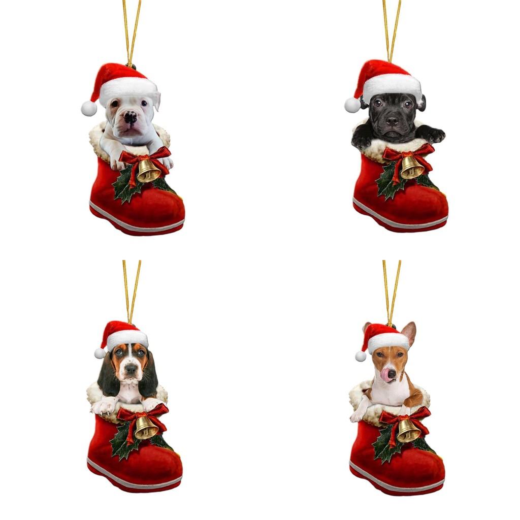 Adorable Cartoon Red Dog Car Hanging Ornament For Stylish Christmas Home Decor