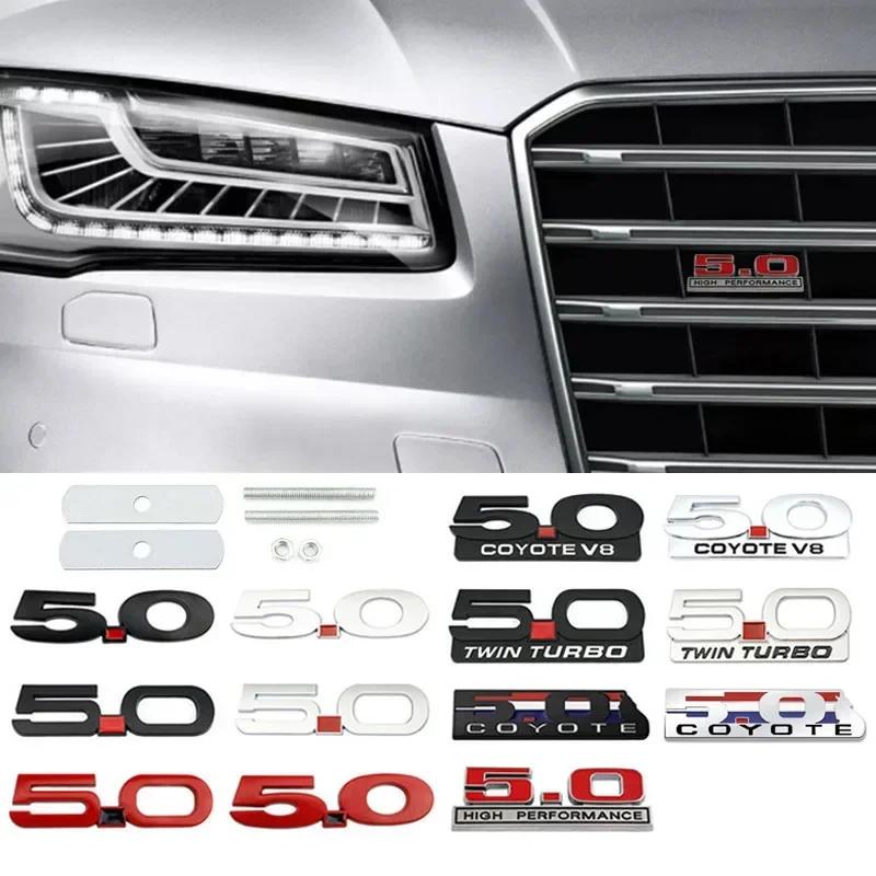 5.0 Car Sticker Alloy Front Grille Badge for Transit Fiesta Focus Mondeo Kuga Ranger Mustang F150 Escape Accessories