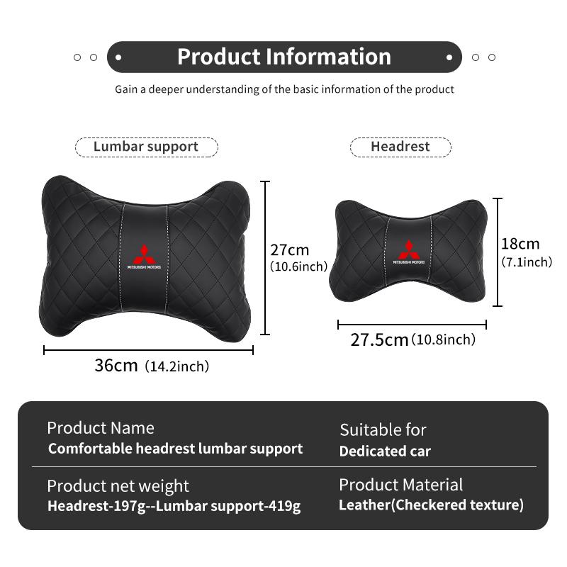 Car Universal Headrest Backrest Cushion Interior Accessries For Mitsubishi Outlander Pajero Sport Lancer EX ASX L200 Eclipse LO7