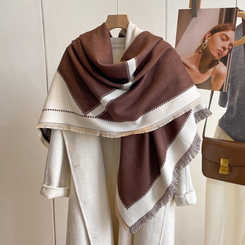 Autumn and Winter Imitation Cashmere Splicing Scarf Harajuku Long Dual-purpose Air Conditioner Shawl Warm Scarf