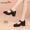 Red Dragonfly Women's Mary Jane Summer High Heels: Thick Sole Leather Casual Shoes