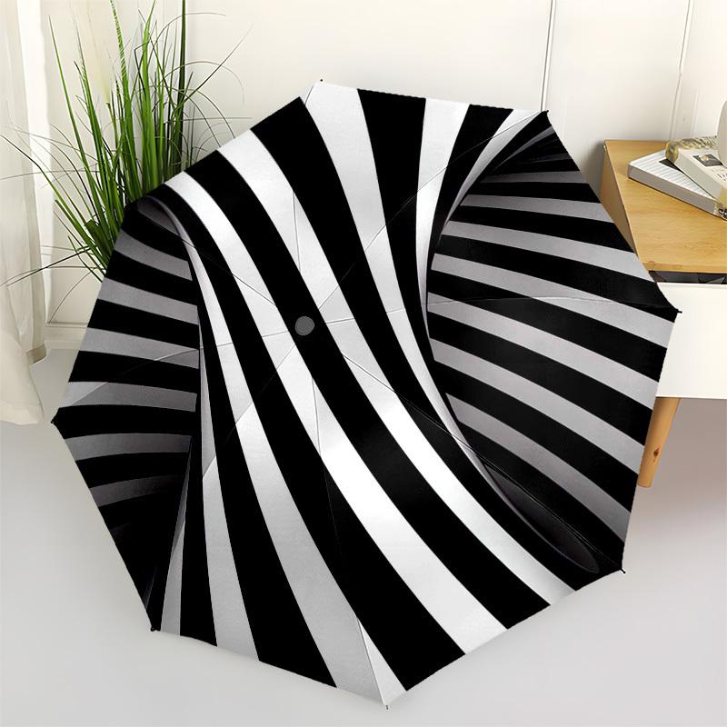 

Stripes, Optical Illusion Themed Automatic Opening and Closing Umbrella, Compact Travel Umbrella, Lightweight and Portable, Suitable for Bea