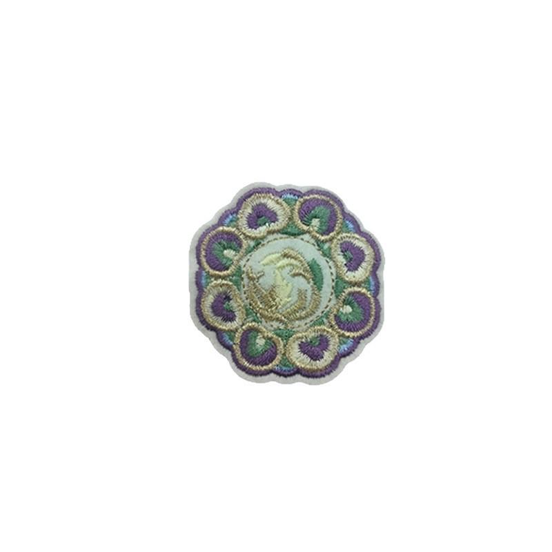 Round Butterfly Flower Embroidery Cloth Patches - Fashionable Decorative Stickers for Clothing Repair