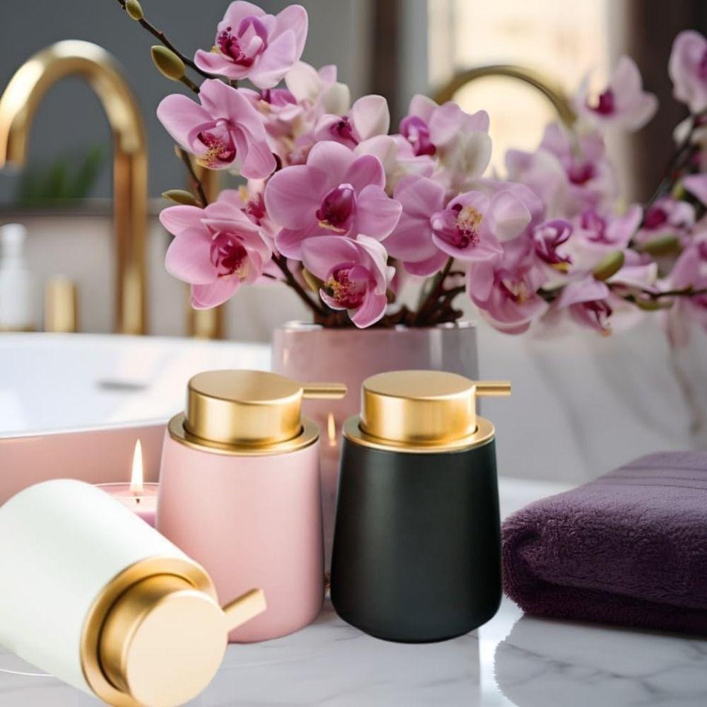 Ceramic Lotion Soap Bottle Refillable Gel Hand Sanitizer Bottle  Bathroom Accessories Set
