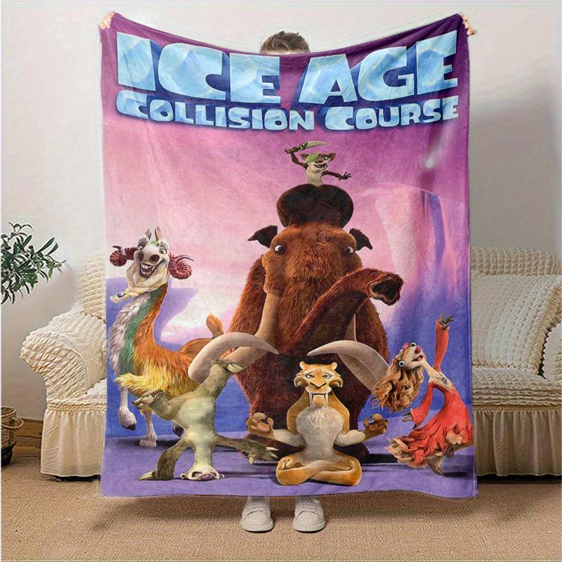 1pc, Cozy Ice Age Collision Course Home Decor Blanket: Perfect Flannel Throw for Bedroom, Living Room, Travel, Camping, Car