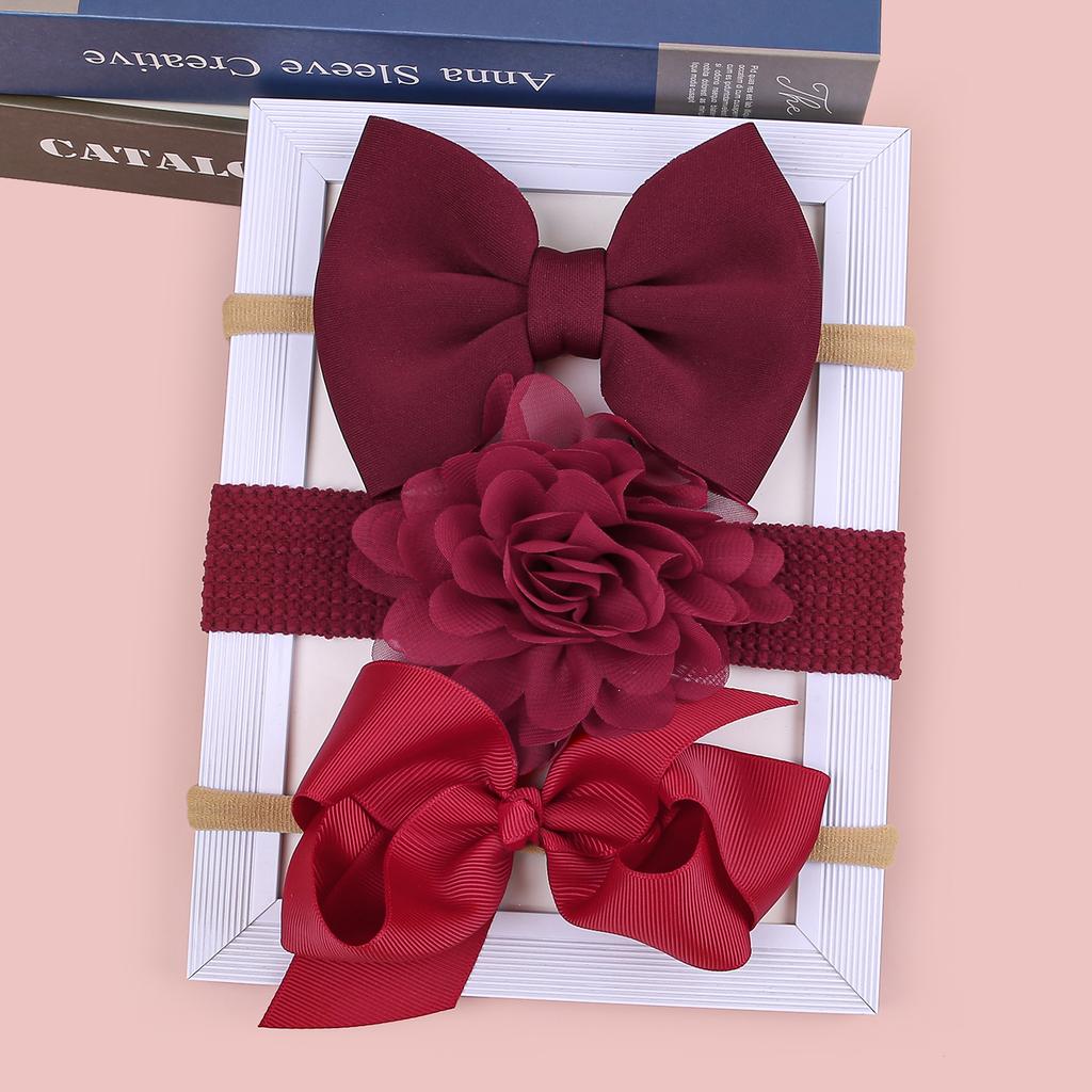 3PCS Chiffon Flower Headbands Baby Girls Hair Bows Headband Elastic Soft Nylon Hairbands for Baby Turban Infant Hair Accessories