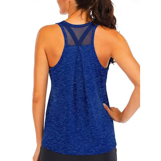 Femme Sportif Couleur Unie Col O Sans Manches Séchage Rapide Débardeur Dos Nageur Blouse Ample