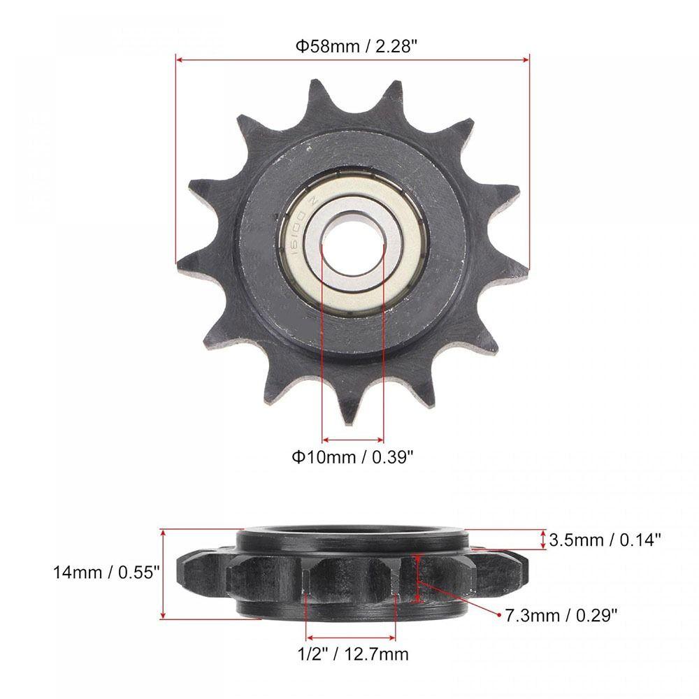 10mm Bore 1/2" Pitch Chain Idler Sprocket Bearing Circlip for ISO 08B Chains Machinery Transmission