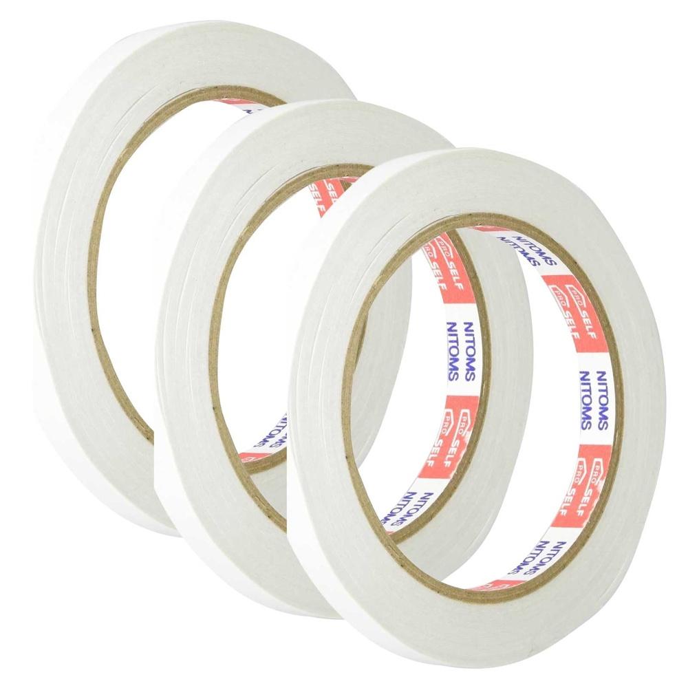 

Nitoms PROSELF General Double-Sided Tape White Width 10mm x Length 20m Set of 3 Made in Japan Thin Velcro Hook A9010