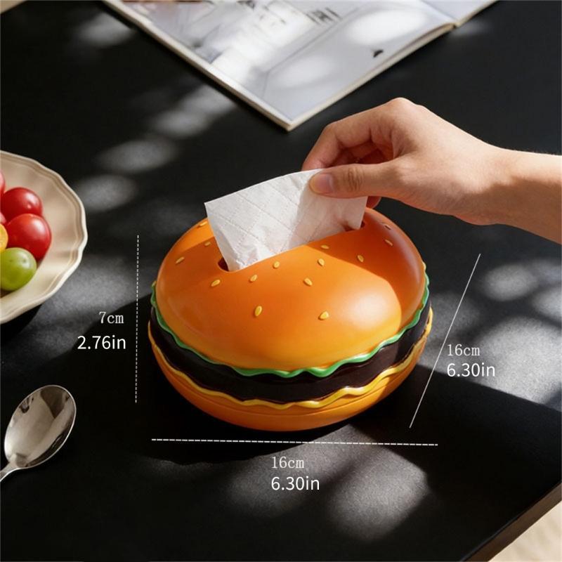 Creative Hamburger Shaped Tissue Box Holder Retro Style Kitchen Decoration Plastic Storage Container For Home Office