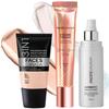FACES CANADA Glass Skin Glow Kit: Fondotinta Hydra Matte - Rose Ivory (18ml) + Strobe Cream - Pesca (18ml) + Fissatore Trucco (50ml) | Illuminante &