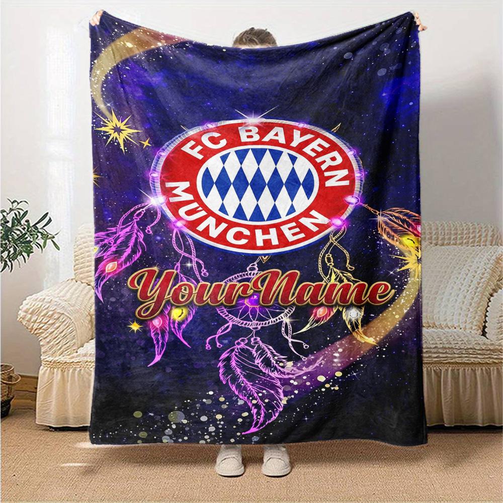 Bayern Munich Personalized Name Blanket Gift Personalized Blanket Soft & Cozy for Chair Nap Livingroom Seaside for All Occasions