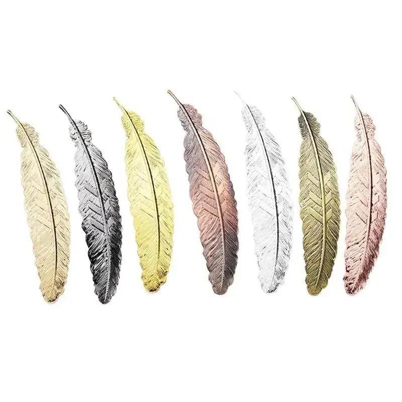 Creative metal feather bookmark Chinese vintage page cool book tag school offers party gifts.