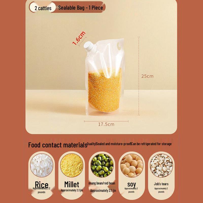 Five Grains & Cereals Moisture-Proof Reusable Storage Bag for Kitchen Flour, Rice & Grain