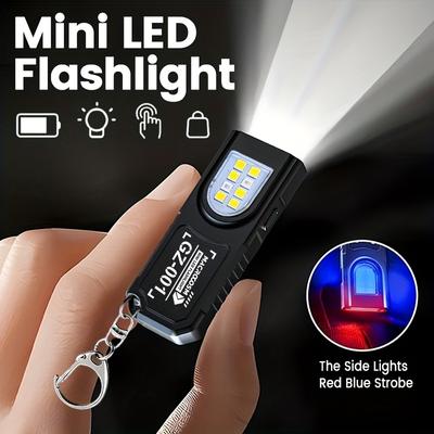 Multifunktionale Schlüsselanhänger-Taschenlampe, USB-aufladbar, Mini-Taschenlampe mit COB-Arbeitslicht, ideal für Camping, Wandern und als Taschenlampe.