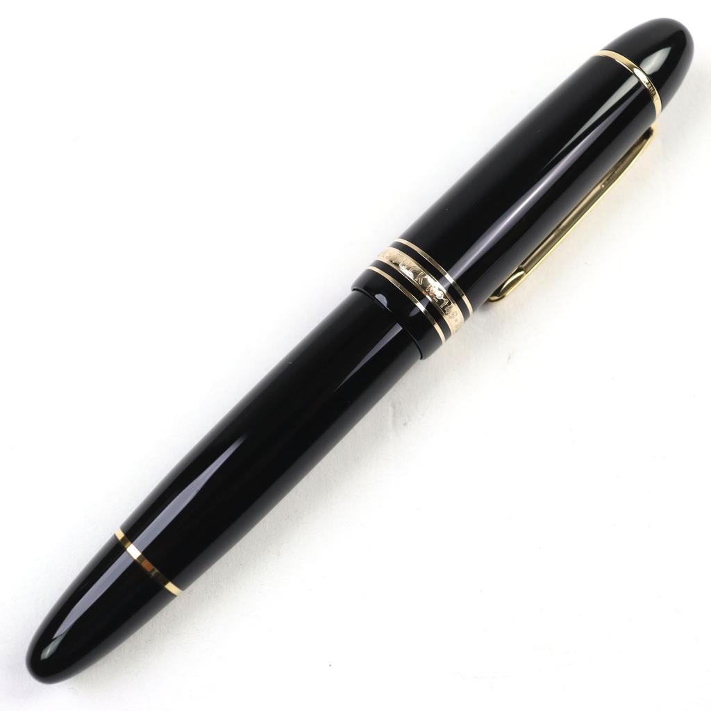 Great MONTBLANC fountain pen Meisterstck 149 White Star logo engraving Black gold 18K Used
