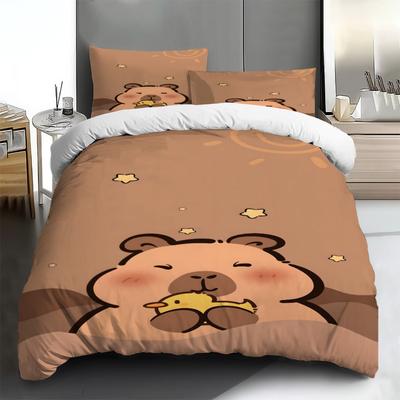 Cute Capybara Bedding Set 3D Printing 2-3 Piece Set (No Core) Duvet Cover Set Gift Bedroom Home Decor Textile For Kids Cute Gift