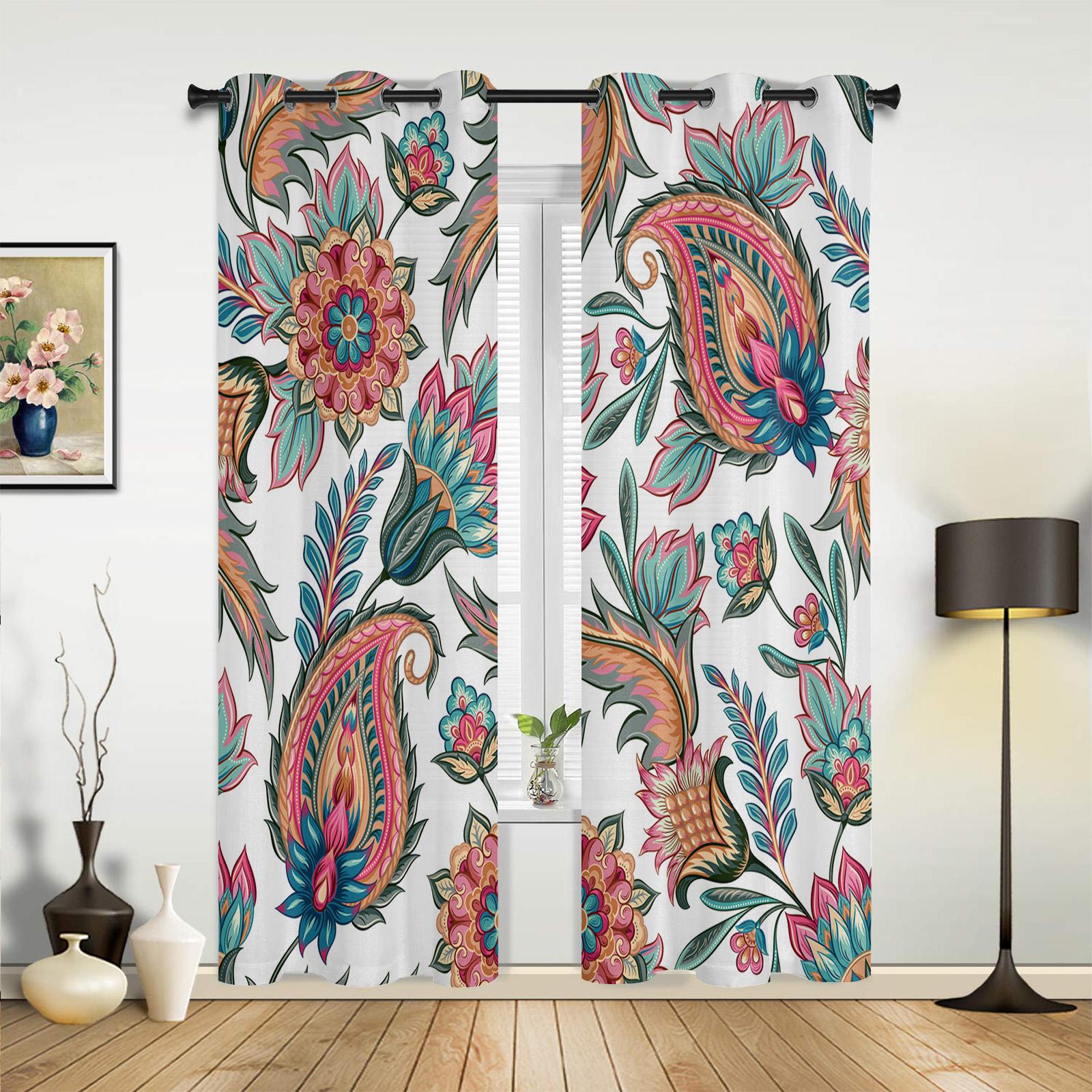 

Черно-белая бандана Bohemia Hall Curtains For Living Room Kitchen Boy Girl Bedroom Long Curtain For Windows Cortinas Home Decor 135W x 60H(cm) x1