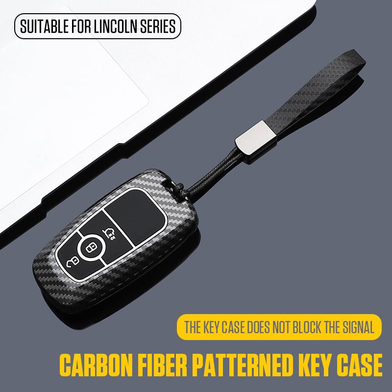 Coque de Clé Intelligente en Fibre de Carbone Chaîne Pour Ford Fusion F150 Explorer Mondeo Edge Mustang Focus Lincoln Continental Corsair